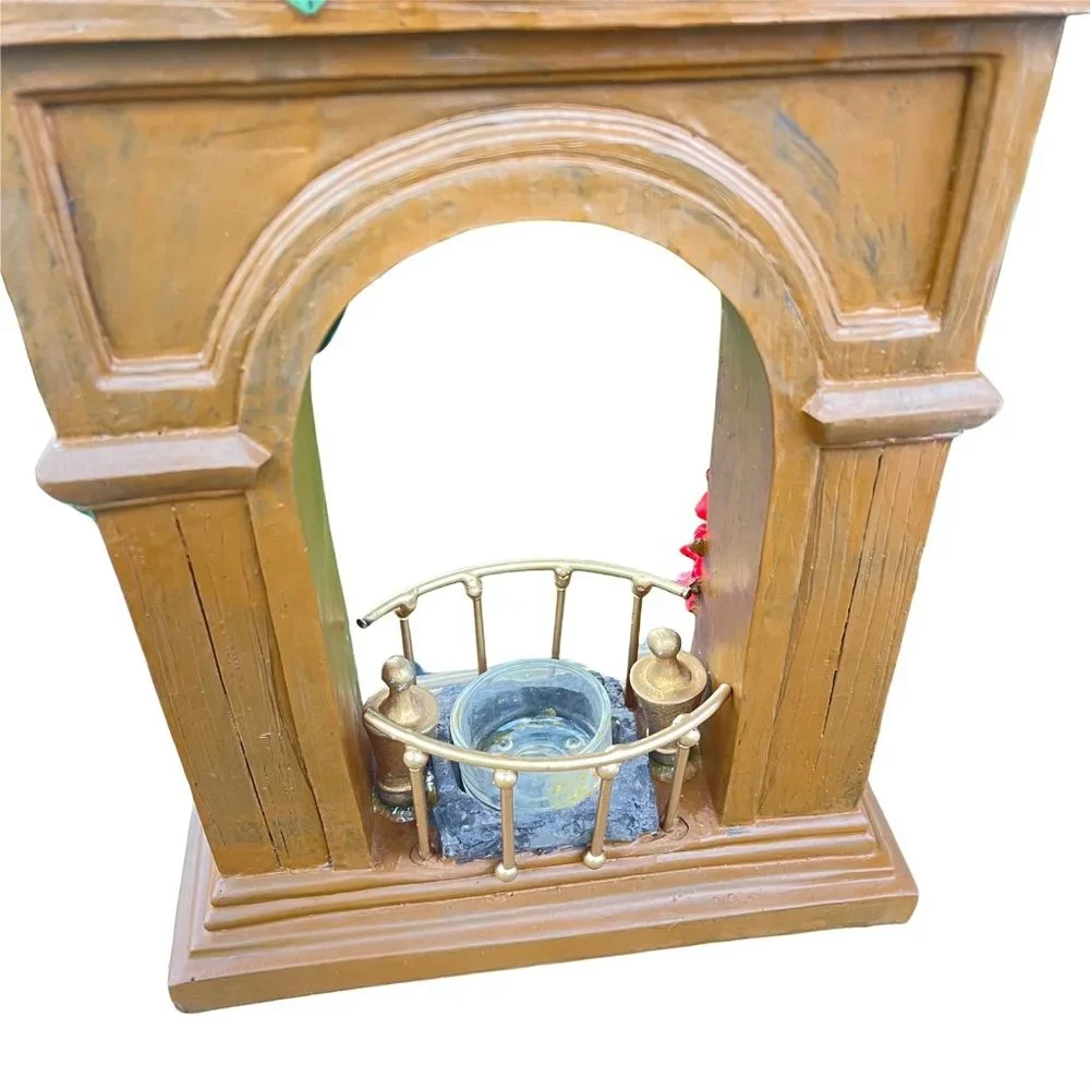 Yankee Candle Christmas‎ Mantle Stockings Clock Poinsettia Candle Holder 12.5in